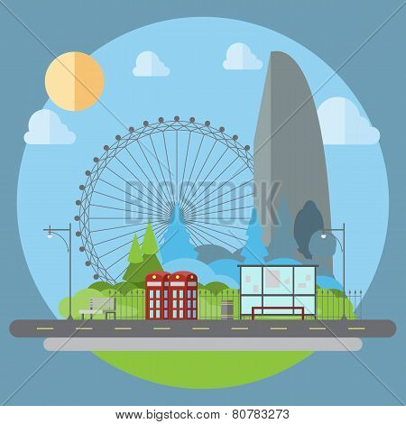 Flat Design Of Cityscape Street