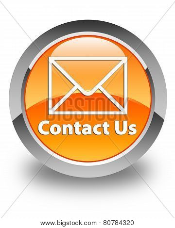 Contact Us (Email Icon) Glossy Orange Round Button