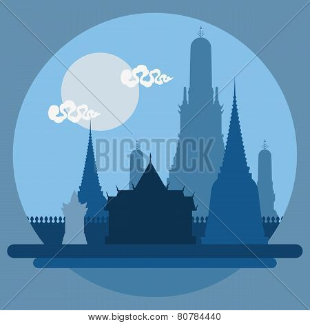 Flat Design Landscape Of Thailand Temple