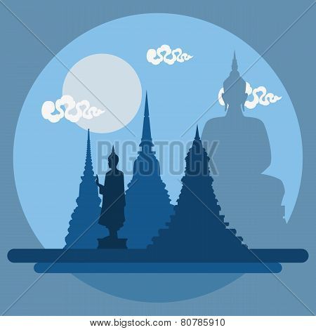 Flat Design Landscape Of Thailand Temple