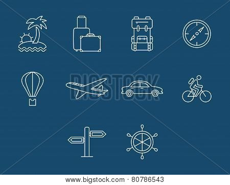 Travel and transport buttons set. Vector illustration.