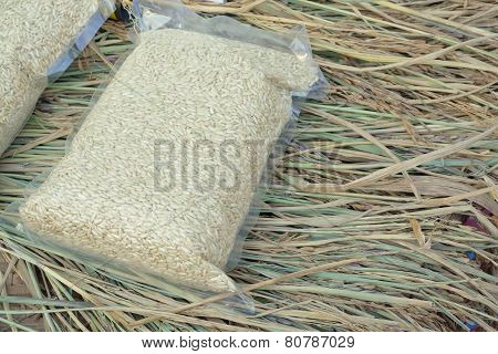 Rice In Vacuum Plastic Bag