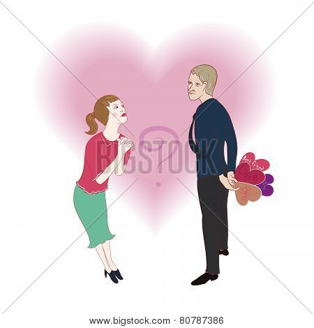 Girl Waiting The Anwer About Love From Her Guy