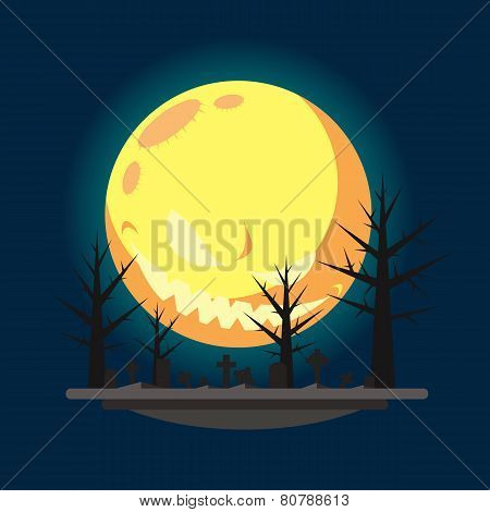 Flat Design Of Evil Moon