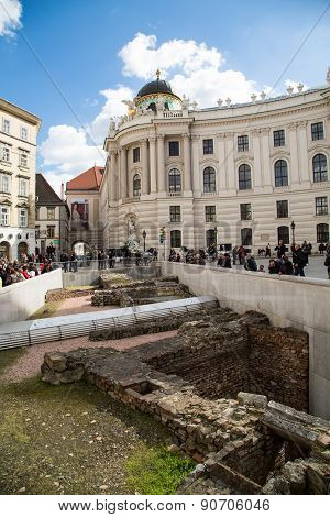Michaelerplatz In Vienna With Roman And Medieval Remains