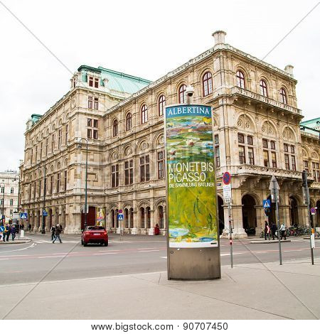 Vienna Street View And Advertisement Of Albertina
