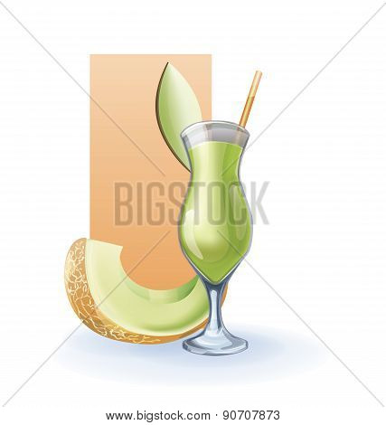 Honey melon goblet of juice, cocktail, smoothie