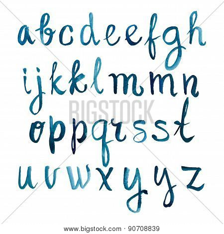 Colorful watercolor aquarelle font type handwritten hand drawn doodle abc alphabet letters vector