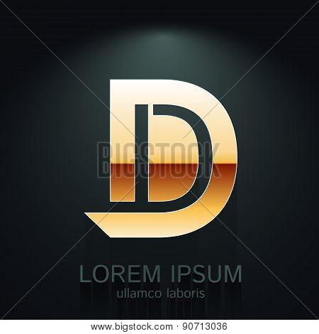 Vector Graphic Elegant Gold  Letter D