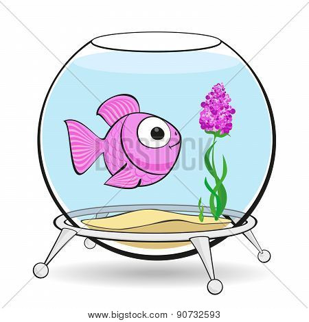 Pink Fish In Fishbowl