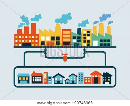 industry design over blue background vector illustration