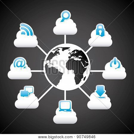 Cloud computing design over black background vector illustratrio