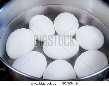 Hard Boiled Eggs In Pot