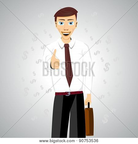 businessman standing with his thumbs up