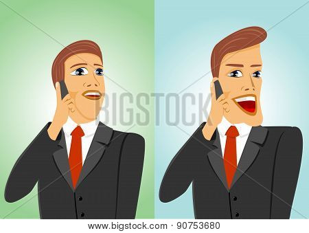 two businessmen talking on the phone
