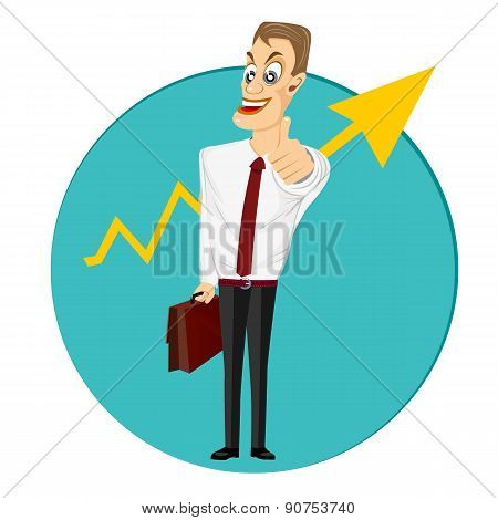 business man standing with his thumbs up