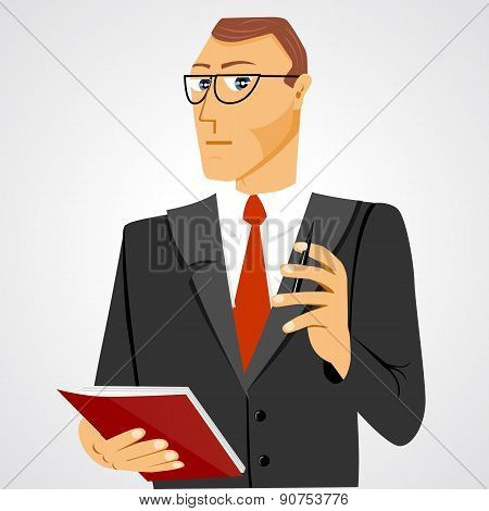 businessman with business diary and ball pen
