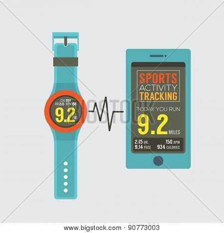 Sport Watch With Smartphone Activity Tracking Synchronize.
