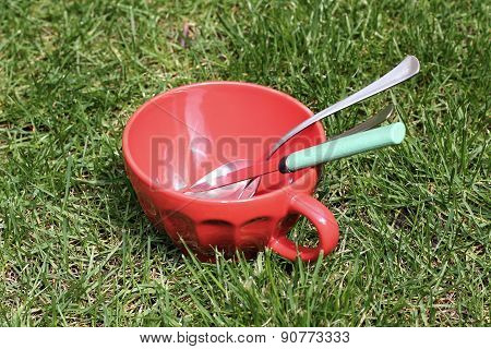 Silverware and plate