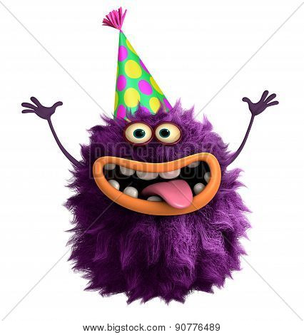 Party Cute Purple Cartoon Hairy Monster 3D