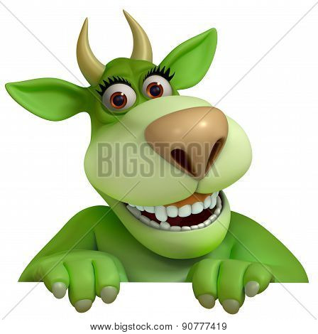 3d Cute Green Cartoon Devil Toy  Smils