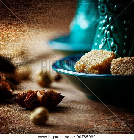 Food Background With Anise Star Close Up