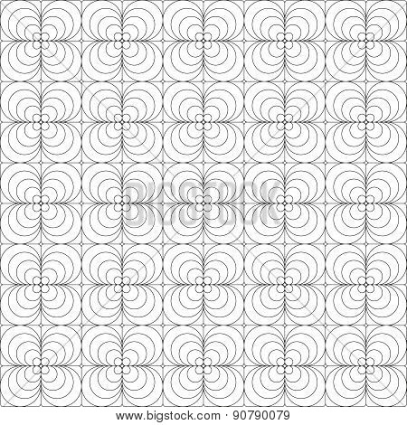 Seamless Black And White Square - Floral Pattern