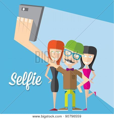 Taking Selfie Photo on Smart Phone concept