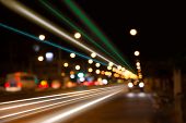 Night Traffic Lights At Intersection.