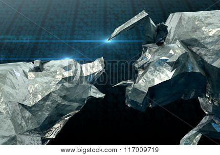 Bull Bear Chiseled Figures
