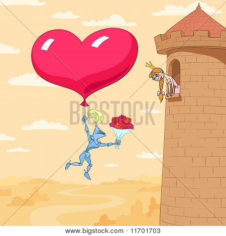 Día de los enamorados de la princesa en una torre