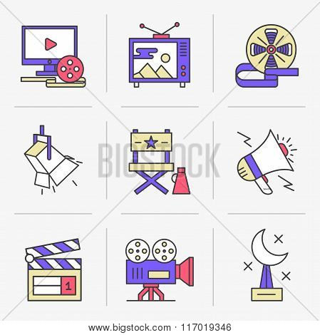 Creative Flat line ikon set