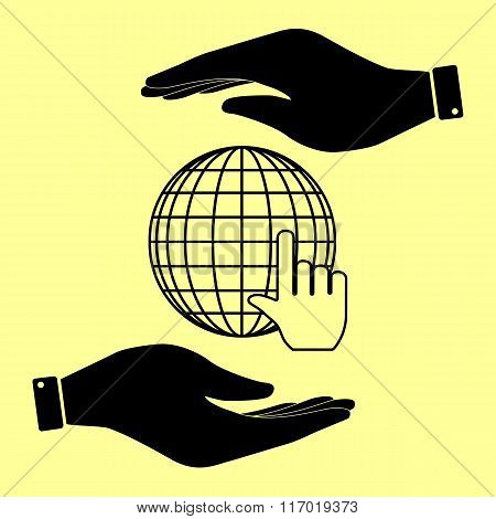 Save or protect symbol by hands.