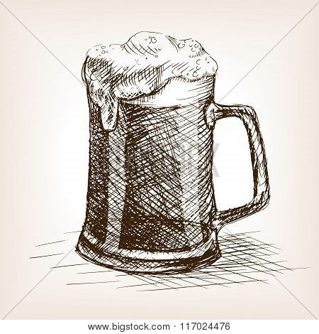Beer mug hand drawn sketch style vector