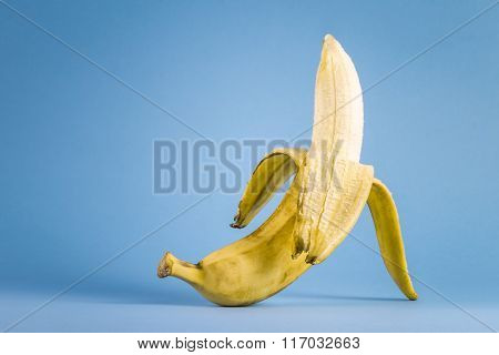 Banana on blue background