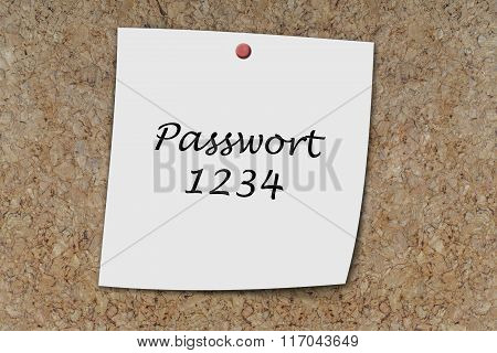 Passwort 1234 Written On A Memo