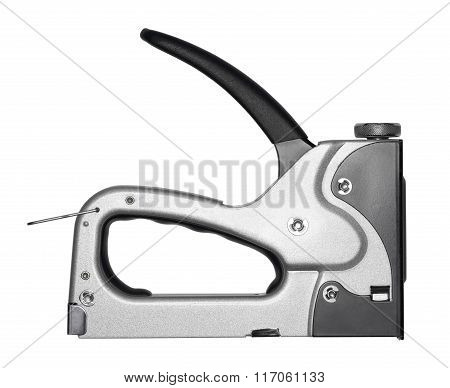 Gray Metal Stapler On White