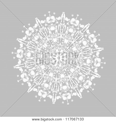 Stylized Watercolor White Dandelion