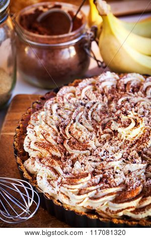Banoffee Pie With Whipped Cream And Chocolate