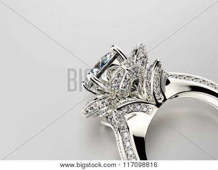 Wedding ring with diamond. Sign of love. Fashion jewelry