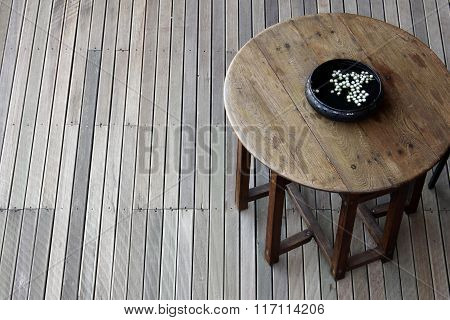 Wood Brown Table In Interior Idea