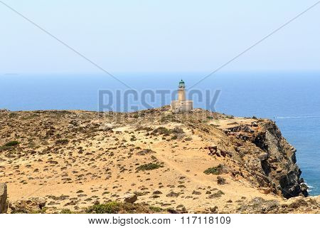 Old lighthouse on peninsula Prasonisi in Rhodes Greece