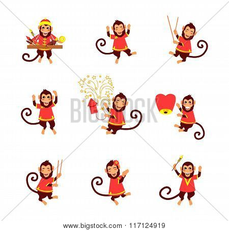 New Year Background with Monkey