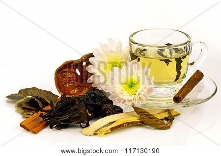 Chinese Tea With Chinese Herbal Medicine.