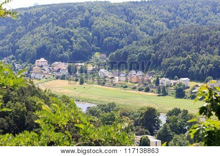View Towards Elbe And Krippen, District Of Bad Schandau In Saxon Switzerland