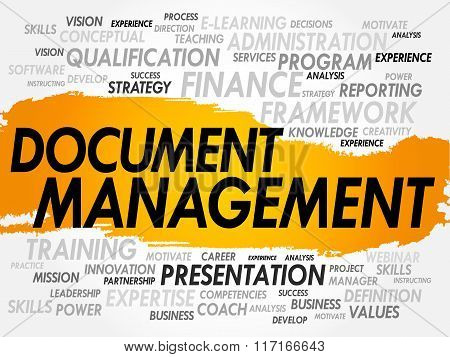 Document Management word cloud collage, business concept background