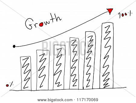 Business Bar Graph Create In The Hand Drawn Design And Grow Arrow.