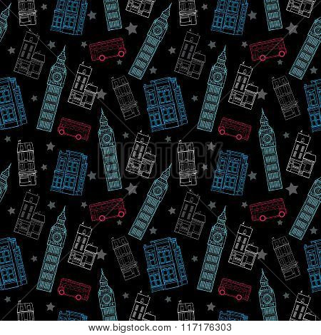 Vector London Symbols Black Seamless Pattern