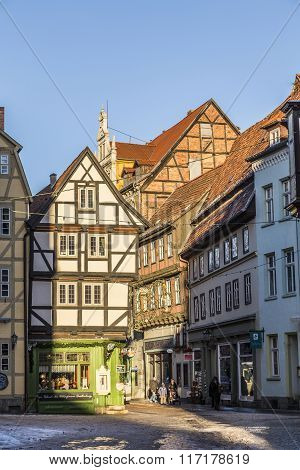 Scenic Old Half Timbered Houses In Quedlingburg