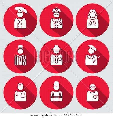 People profession avatar icon set. Judge artist referee doctor teacher sherif cook builder worker po